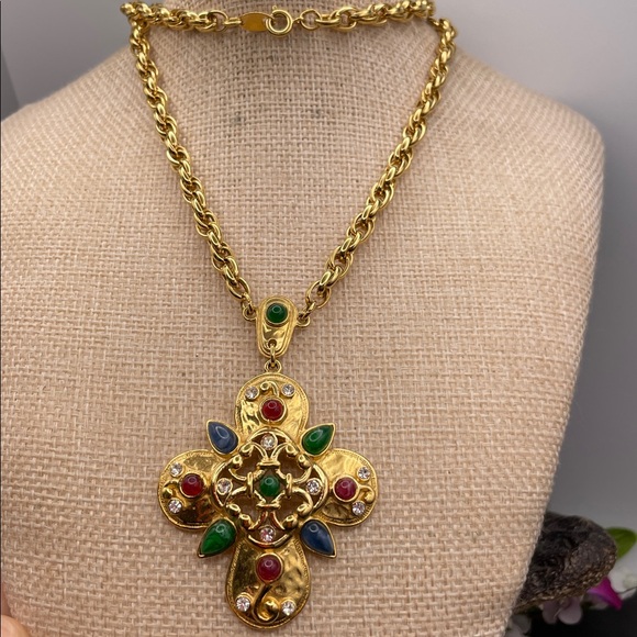 Trifari jewels of India Alfred Phillipe pendant necklace vintage C20 - Picture 6 of 6